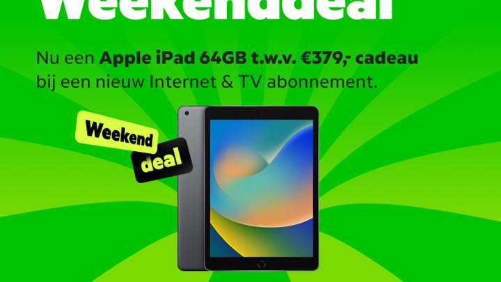 Profiteer van de KPN Weekenddeal: Welkomstcadeau Apple iPad 64GB